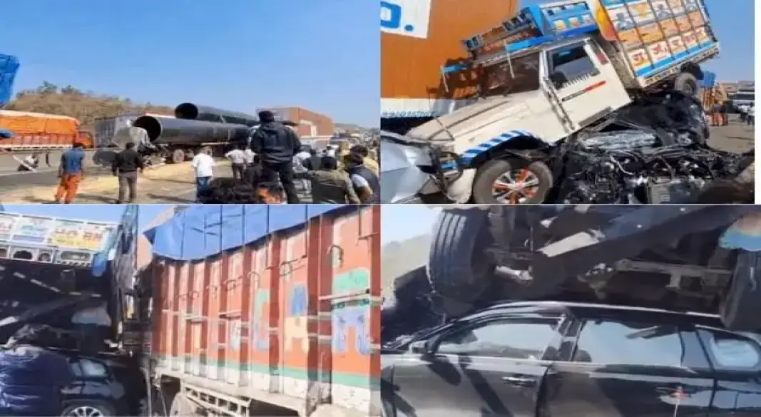 इंदौर में 7 वाहन टकराए, कार पर चढ़ी पिकअप